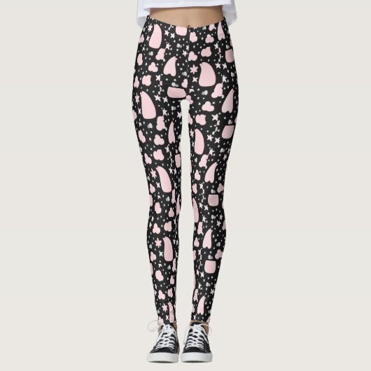 Black and Pink Design Leggings (Vorderseite)