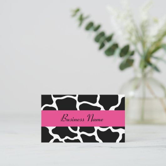 Black and Pink Giraffe Visitenkarte (Stehend Vorderseite)