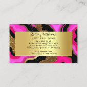 Black and pink Gold Agate Visitenkarte (Rückseite)