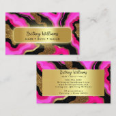 Black and pink Gold Agate Visitenkarte (Vorne/Hinten)