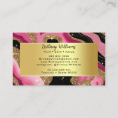 Black and pink Gold Agate Visitenkarte (Rückseite)