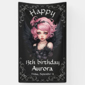 Black and Pink Goth Fairy 13. Happy Birthday Banner (Vertikal)