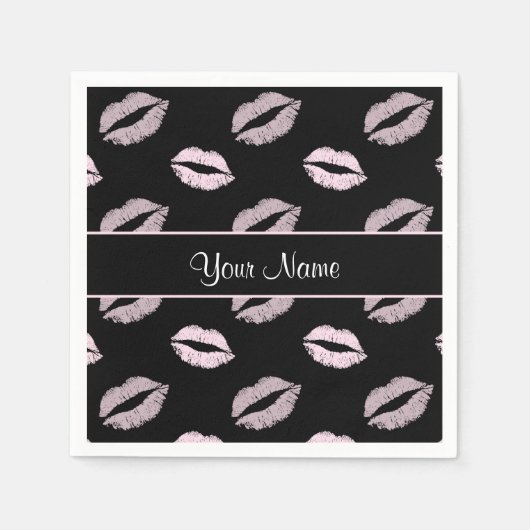 Black and Pink Kisses Serviette (Vorderseite)