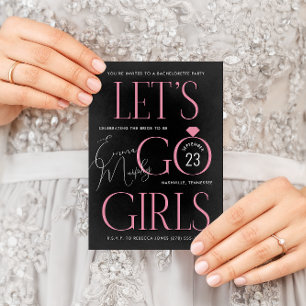 Black and Pink Lasse Go Girls Junggeselinnen-Absch Einladung