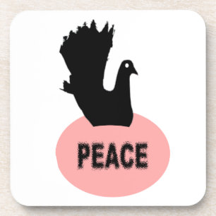 Black and Pink Peace Dove Cork Untersetzer