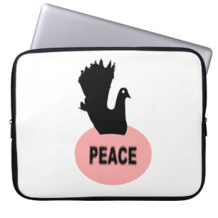 Black and Pink Peace Dove Laptop Bag Laptopschutzhülle