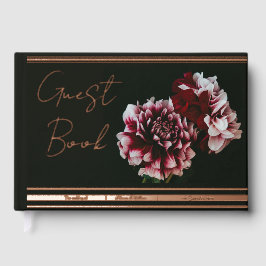 Black and Pink Peonies Wedding Foil Gästebuch