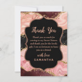 Black and Pink Sequins Agate 16 . Geburtstag Dankeskarte (Vorderseite)