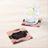 Black and Pink Sequins Agate Birthday Rechteckiger Pappuntersetzer (Vor Ort)