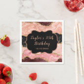 Black and Pink Sequins Agate Birthday Serviette (Beispiel)