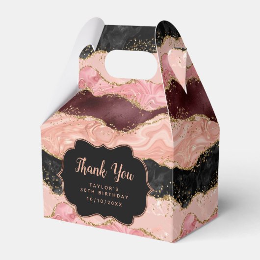 Black and Pink Sequins Agate Birthday Vielen Dank Geschenkschachtel (Vorderseite)