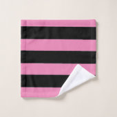 Black and Pink Stripes Badhandtuch Set (Waschlappen)