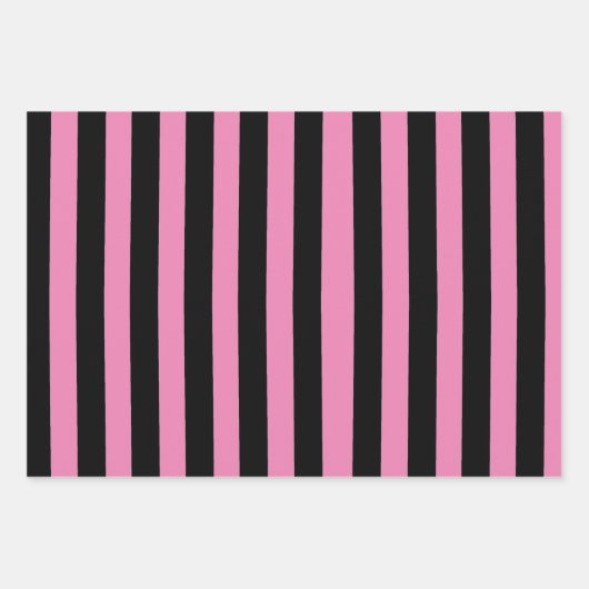 Black and Pink Stripes Geschenkpapier Set (Vorderseite 2)