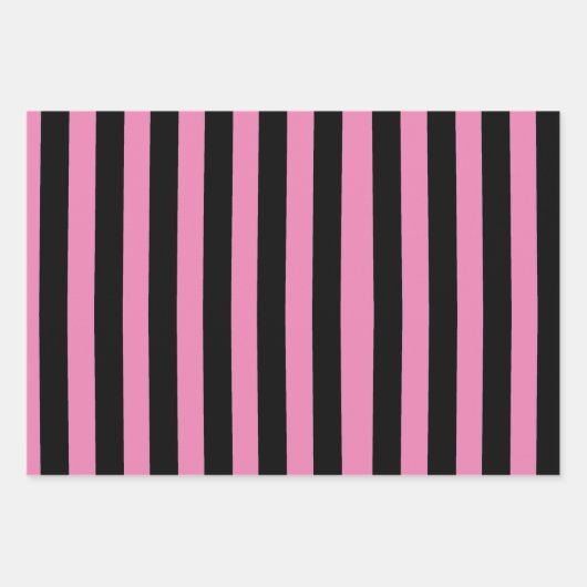 Black and Pink Stripes Geschenkpapier Set (Vorderseite)