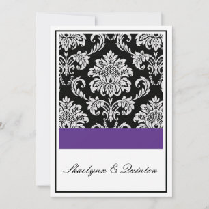 Black and Purple Damask Wedding Invitation Einladung