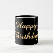 Black and Purple Happy Birthday Zweifarbige Tasse (Mittel)