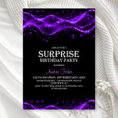 Black and Purple Surprise Any Age Birthday Party Einladung