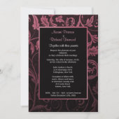 Black and Raspberry Damask Einladung (Vorderseite)