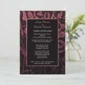 Black and Raspberry Damask Einladung (Stehend Vorderseite)
