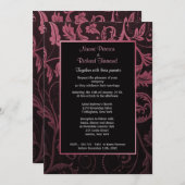 Black and Raspberry Damask Einladung (Vorne/Hinten)