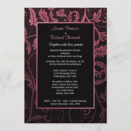 Black and Raspberry Damask Einladung