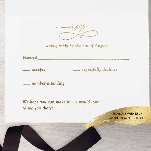 Black and Real Gold Foil Elegantes Monogramm Hochz All-in-One-Einladung