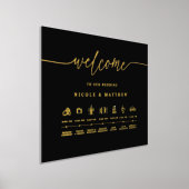 Black and Real Gold Foil Wedding Timeline Sign Foliendrucke (Ablage )