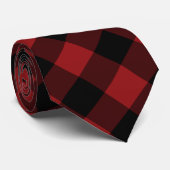 Black and Red Buffalo Plaid Neck Tie Krawatte (Gerollt)