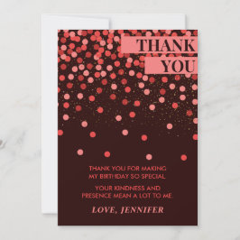 Black and Red Confetti Chic Geburtstag Dankeskarte