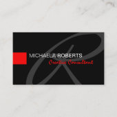 Black and Red Creative Consultant Elegante Monogra Visitenkarte (Vorderseite)