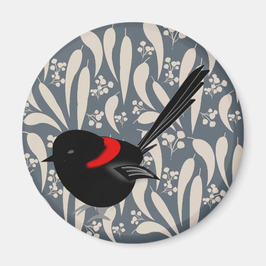Black and Red Fairy Wren Magnet (Vorne)