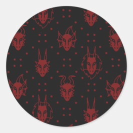 Black and Red Fantasy Dragon Diamond Pattern Runder Aufkleber