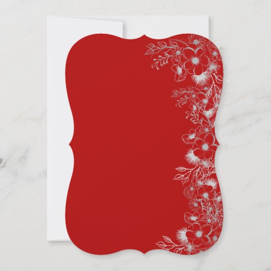 Black and Red Floral Boho Einladung (Rückseite)