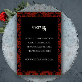 Black and Red Floral Gothic Dark Elegant Wedding Begleitkarte