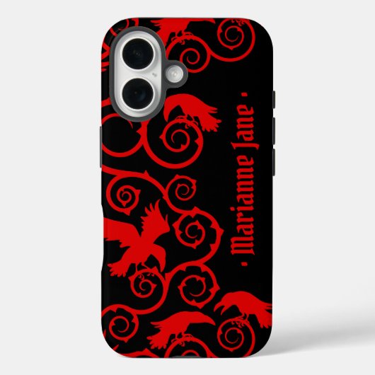Black and Red Hexe Gothic Viktorianisch Raven Goth Case-Mate iPhone Hülle (Rückseite)