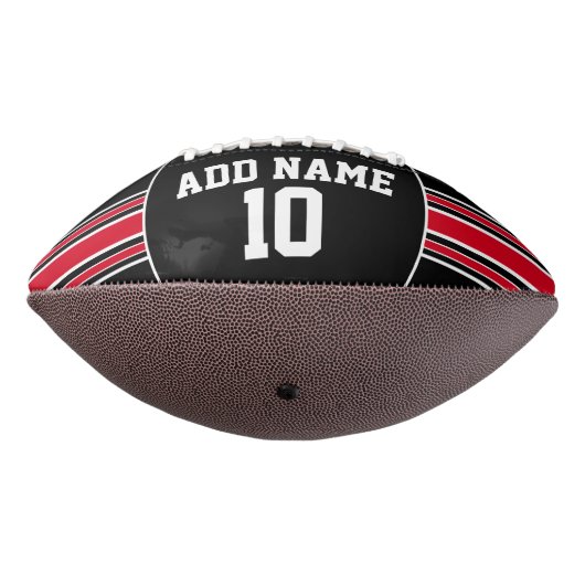 Black and Red Jersey Stripes with Custom Name Football (Gedreht 270)