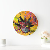 BLACK AND RED JESTER MASK  Masquerade Party Yellow Große Wanduhr (Zuhause)