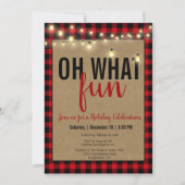 Black and Red Oh What Fun Buffalo Kariertes Party Einladung (Vorderseite)