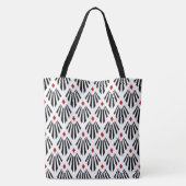 Black and Red on white Art Deco pattern Tasche (Rückseite)