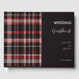 Black and Red Scottish Tartan Wedding Gästebuch