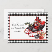 Black and Red Sleigh Packages Weihnachten Postkarte (Vorne/Hinten)
