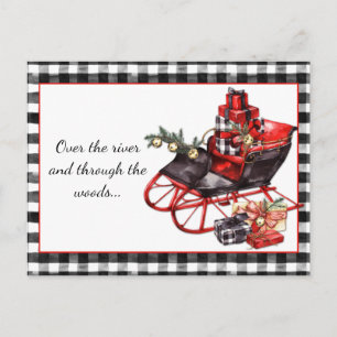 Black and Red Sleigh Packages Weihnachten Postkarte