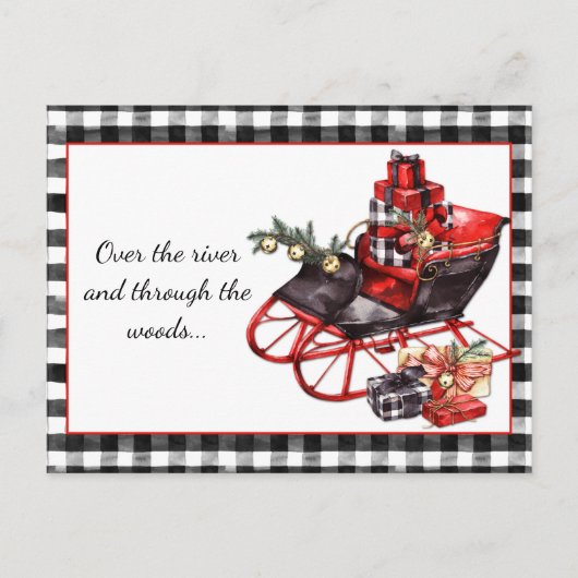 Black and Red Sleigh Packages Weihnachten Postkarte (Vorderseite)