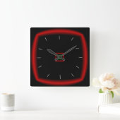 Black and Red > Square Clock Quadratische Wanduhr (Zuhause)