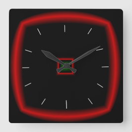 Black and Red > Square Clock Quadratische Wanduhr