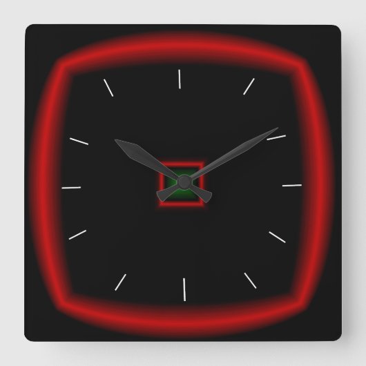 Black and Red > Square Clock Quadratische Wanduhr (Vorderseite)