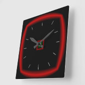 Black and Red > Square Clock Quadratische Wanduhr (Winkel)