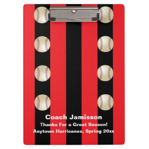 Black and Red Strip, Baseball Coach Danke, Name Klemmbrett