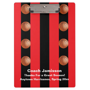 Black and Red Strip, Basketball Coach Danke Klemmbrett