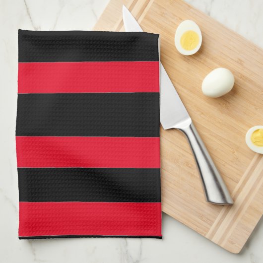 Black and Red Stripes Geschirrtuch (Viertel Falte)